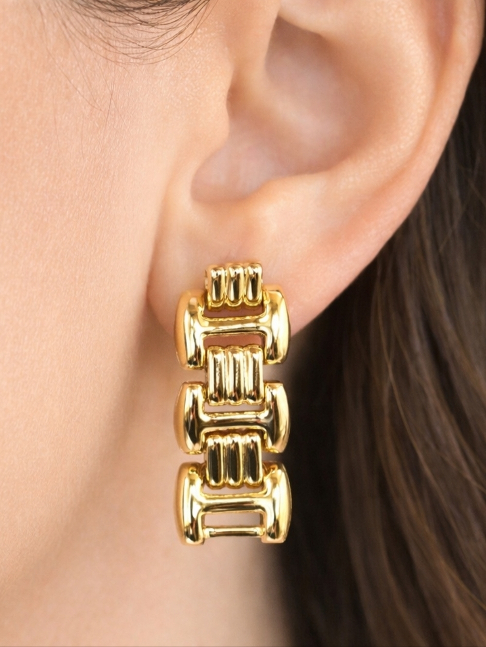 Women's Stunning Polished Gold tone Post Drop Dangle Earrings - 1.25" Drop